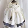 Scarf Women's Winter Korean Version Versatile Student Thickened Long Warm Solid Color Wool Knitted Scarf Japanese Style Autumn and Winter