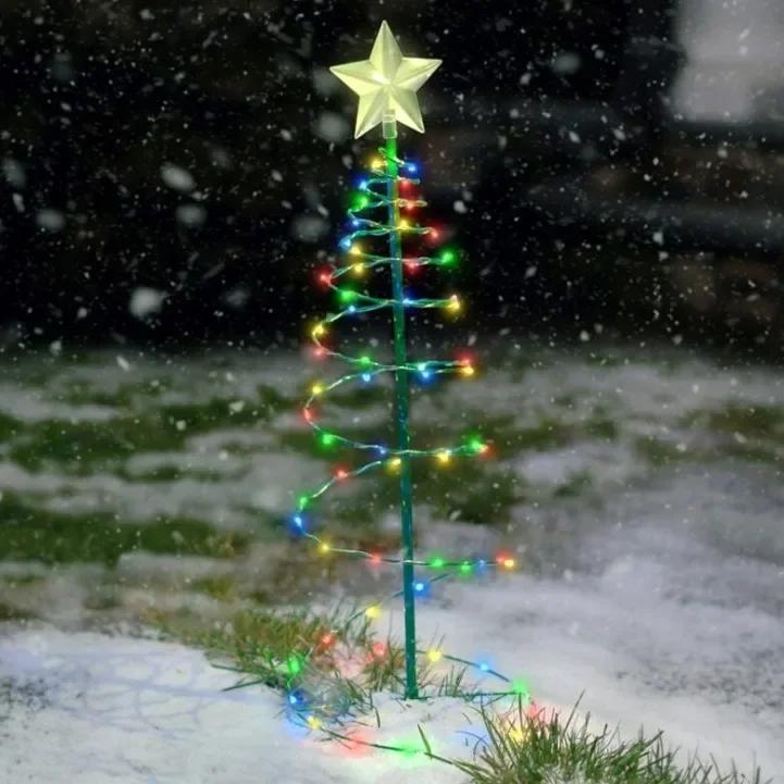 Solar Christmas Holiday Decoration Christmas Tree Lights Outdoor Waterproof Decorative Lighting LED Solar Garden Lights
