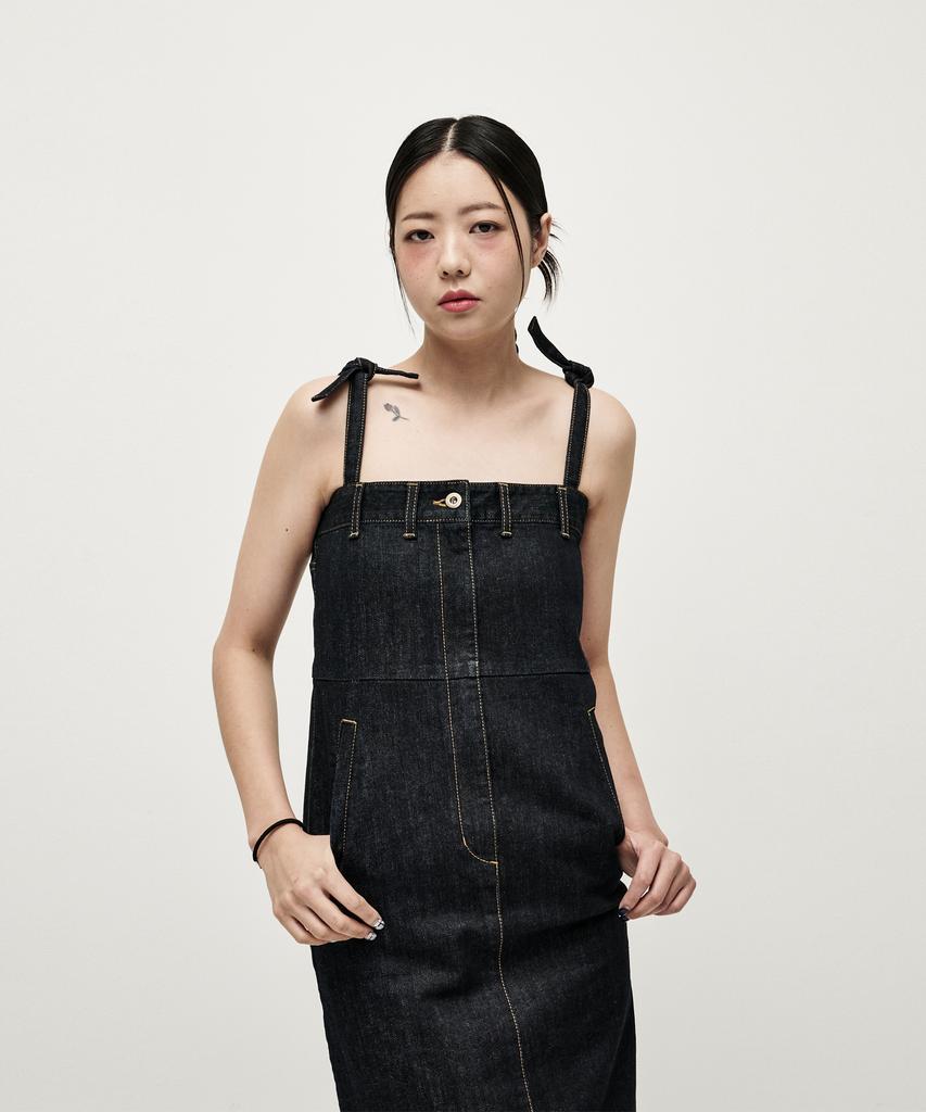 Abeullapudeti Denim Maxi Pants Dress