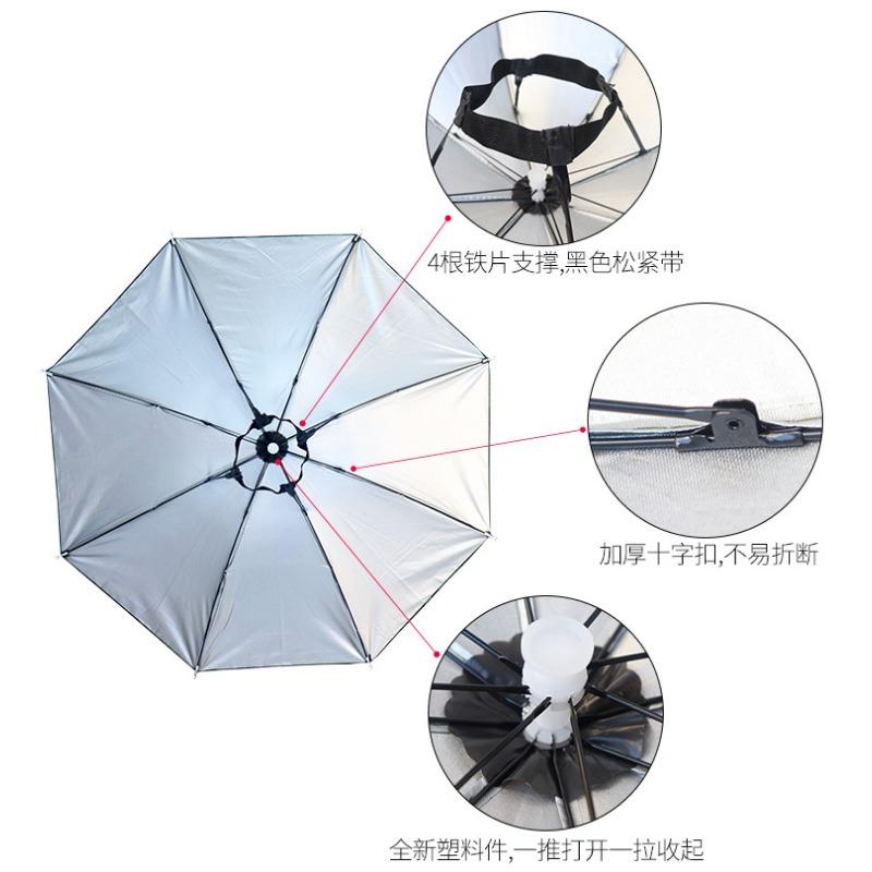 Wasserdichter Angelhut, Camping-Regenschirm, großer Kopfschirm, 69 cm Durchmesser, faltbar