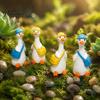 Holiday Decorations for Home 4Pcs Mini Goose Figurines, Miniature Geese Statues with Hat & Bag, Tiny Resin Animal Cute Room Decor Micro Landscape