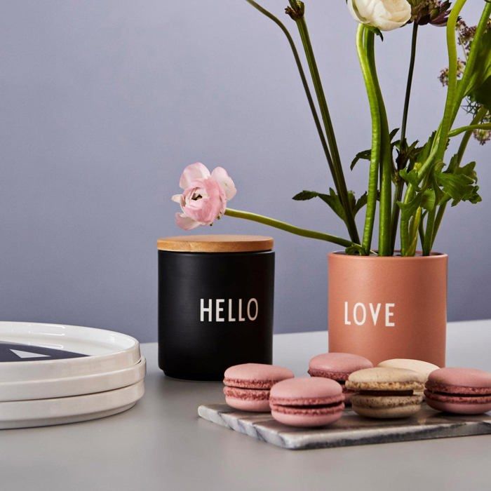 Tasse - design letters - porcelaine - 250 ml - noir - durable