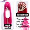 XIYUE Parrucche Cosplay Lunghe Sintetiche Colorate 100cm Parrucca Lolita Verde Rosa Bionda Viola Liscia Acconciatura per Festa di Halloween