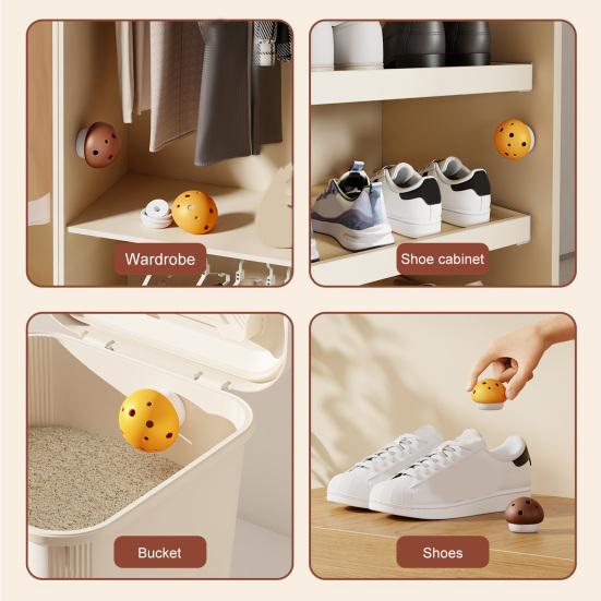 3Pcs Mushroom Odor Removal Box Self-adhesive Home Bathroom Wardrobe Cabinets Air Freshener Deodorization Fragrance Tablets Storage Box