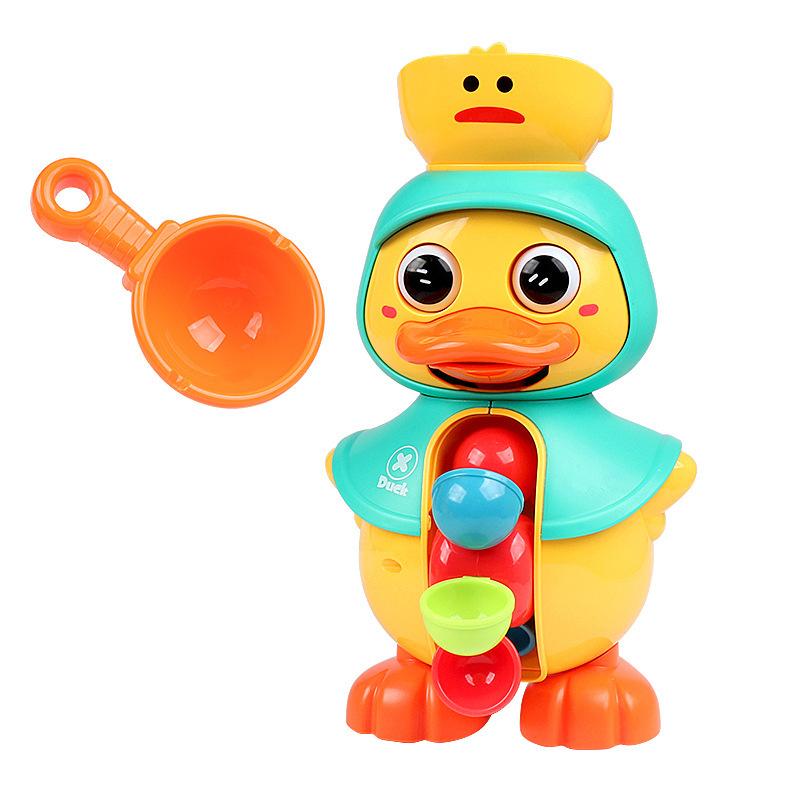 Cute Duck Bathtub Toys For Toddlers 1-4 Years Old With Rotating Water Wheels Bathroom Power Suction Water Kids Shower Bath