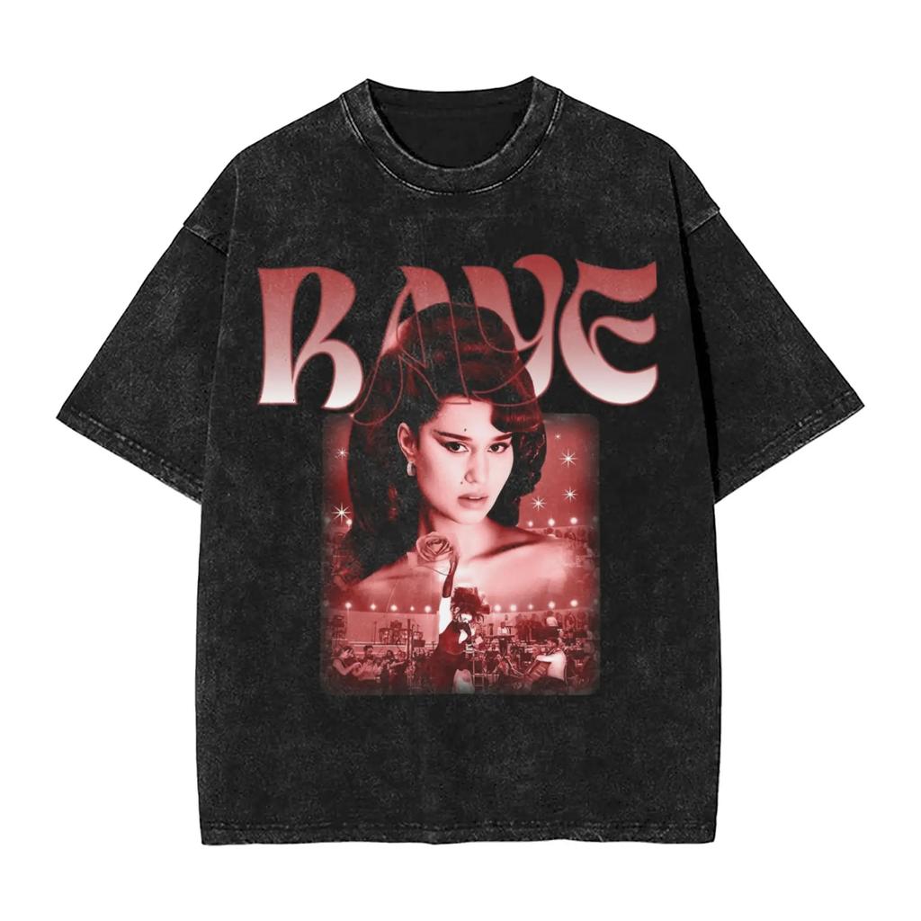 Pop Singer Raye New Album Poster Print TShirt Men Women Vintage Washed Harajuku Fashion Oversize Top Cotton Solf Summer New Top
