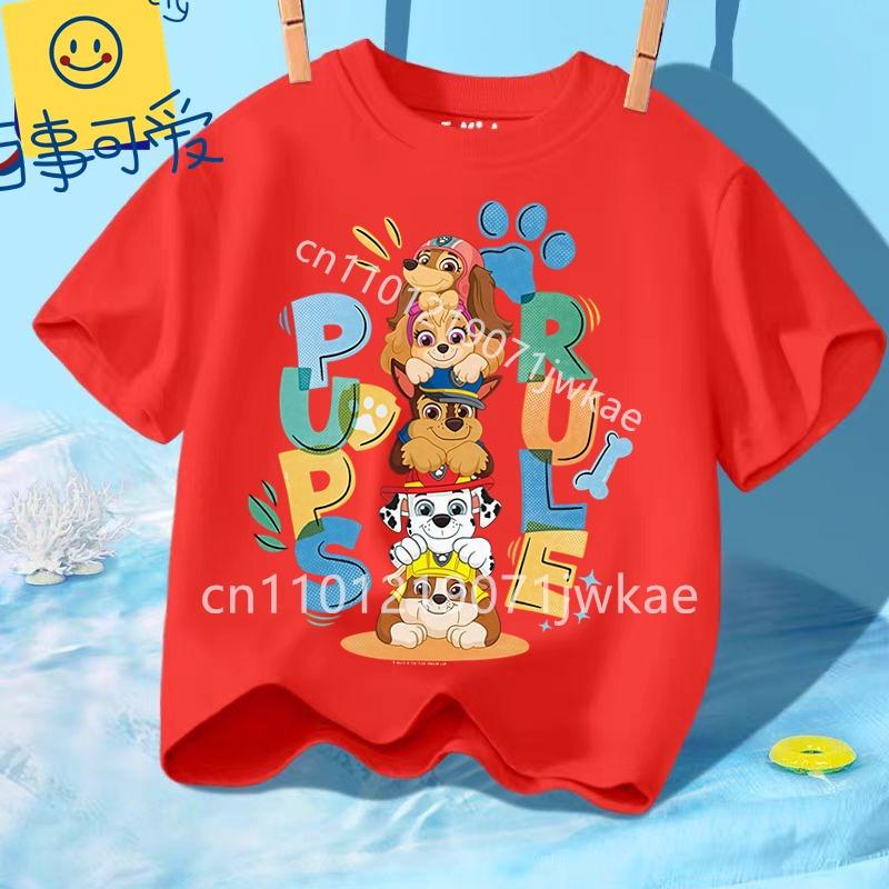 Kids Paw Patrol Cartoon Graphic Baby T Shirt Cotton Casual Short Sleeve Tee Boys and Girls 2026 Summer Toddler Clothing Tops