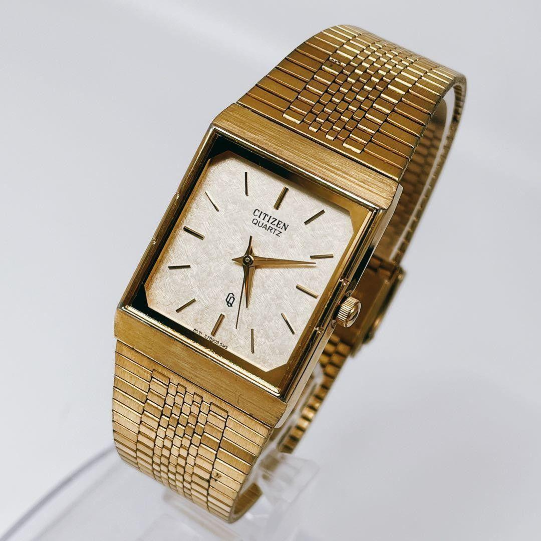 Used New battery operated Citizen ladies watch vintage 6031-S60856 CITIZEN square quartz gold