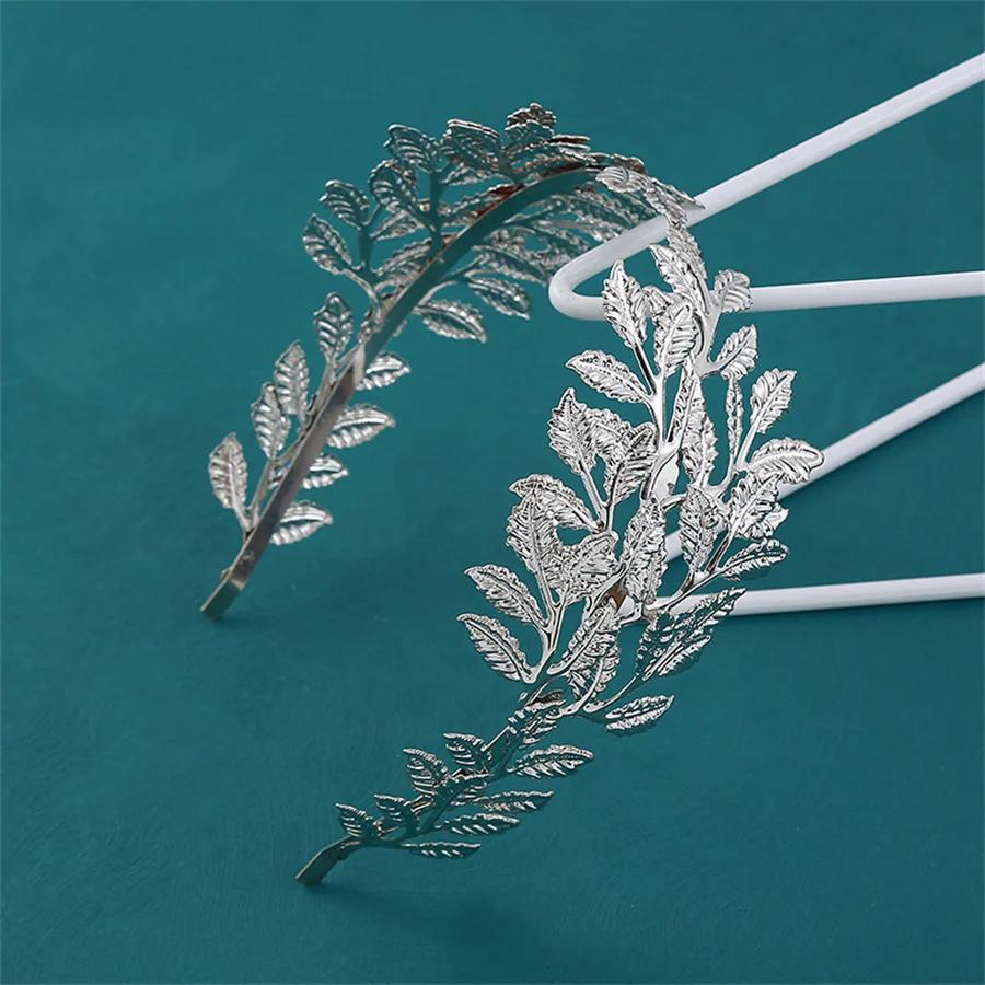 Fashionable crystal pearl alloy leaf headband for women romantic wedding elegant bride wedding photography hair accessories