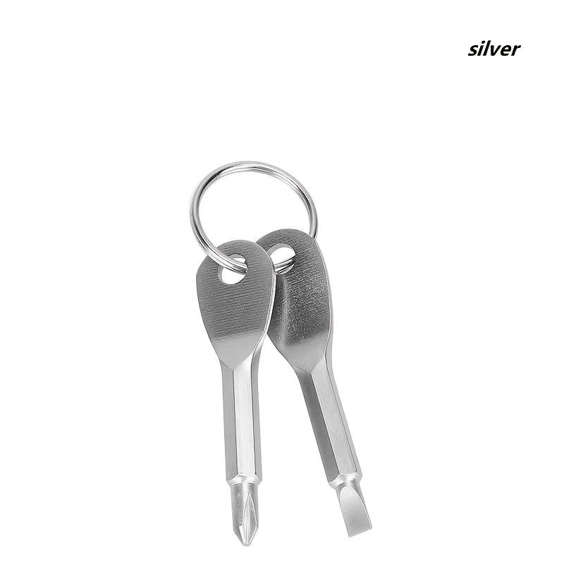 2PCS Portable Screwdriver Set Outdoor EDC Personal Tool with Flat Head And Phillips Head Screwdrivers Key Ring Included