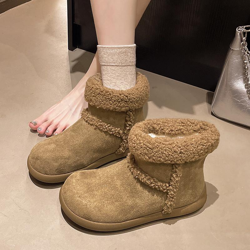 Women's Soft Elastic Thick Sole Winter Fur One Warm Cold Padded Snow Boots Non-slip Wear Casual Sports Cotton Boots