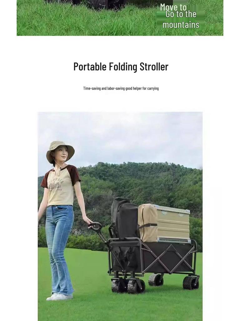 Foldable Outdoor Camping & Picnic Stroller with Large Handle