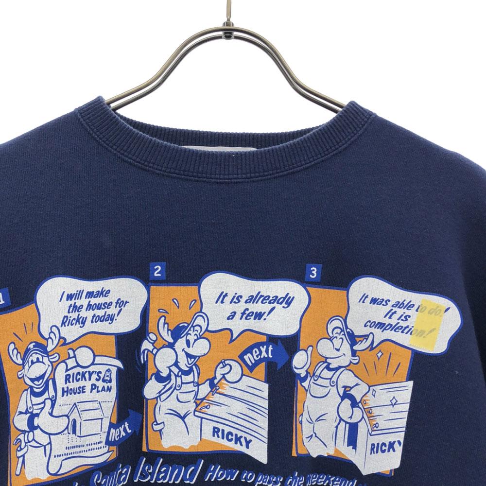 CAPTAIN SANTA made in Japan Print Long sleeve sweat trainer S Navy Men's Used