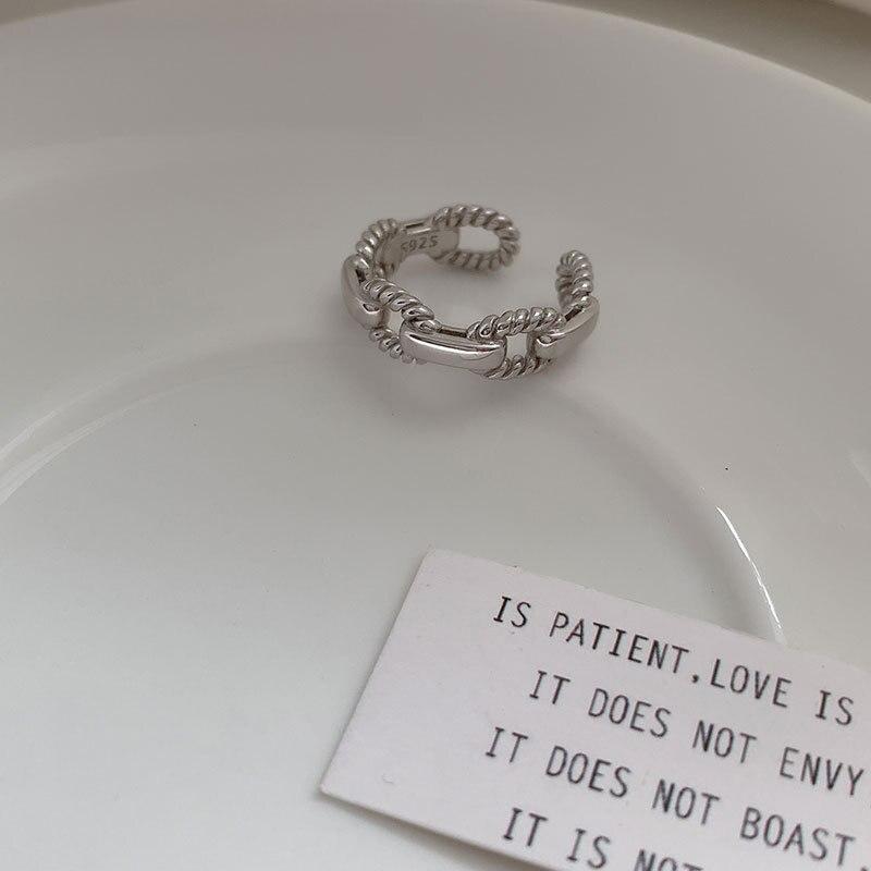 925 Sterling Silber Schlosskettenringe für Damen Herren Einfacher Verstellbarer Ring Schmuck Geschenk