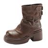 Queen Van Meillard Brown Thick Heel Martin Boots Women's 2025 New Autumn Skinny Height Boots