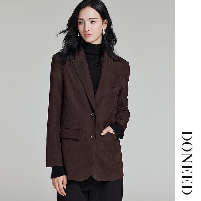DONEED Women's Faux Suede Commuter Blazer
