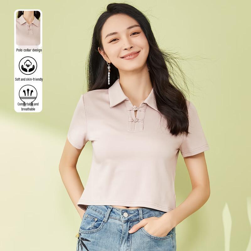 TATU Women's Summer New Chinese Style Polo Short Sleeve Shirt