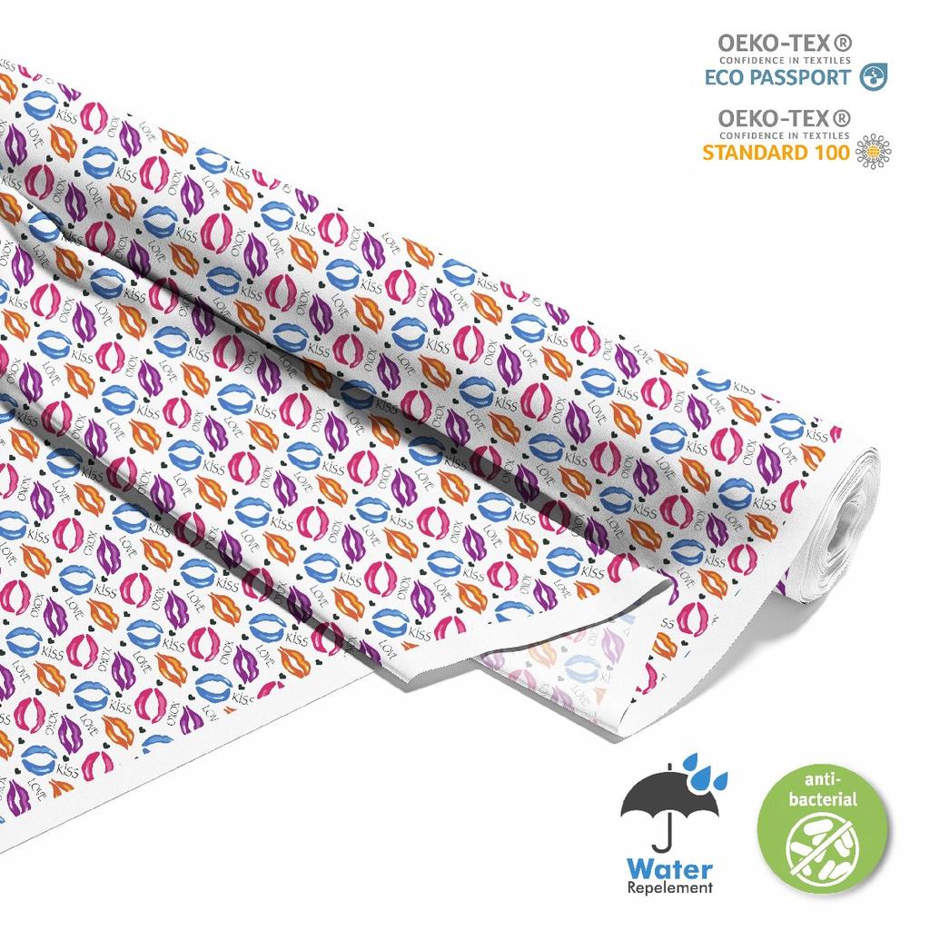 Outdoor Dekostoffe Oxford - Motiv Lippen Mit Inschriften I Dx424