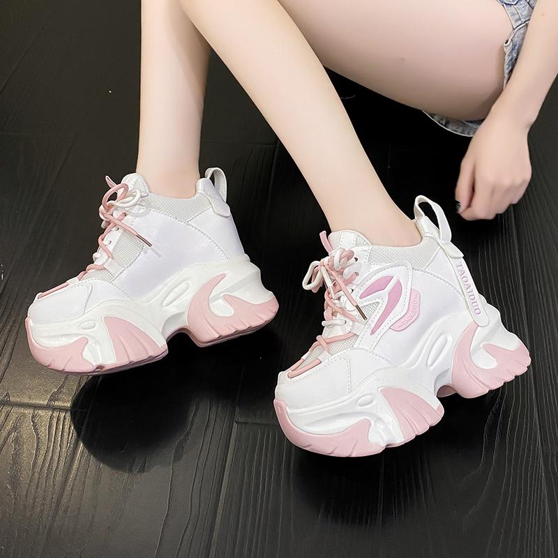 Fashion Autumn Fashion Sneakers For Women 11CM Platform Chunky Casual Shoes High Quality Woman Tenis Female Walking Trainers Thick Sole