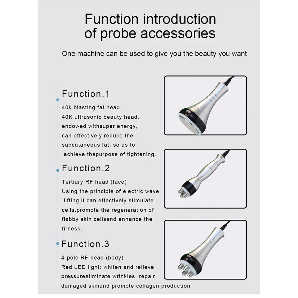 3 In 1 40K Cavitation Slimming Machine Ultrasonic Body Shaping Massage RF Facial Skin Tightening Lifting Device with Stand