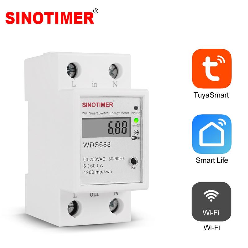 110V 220V AC Smart Tuya WIFI Din Rail Energy Meter Electric Power KWh Watt Meter Remote Control Timer Switch Digital Monitor