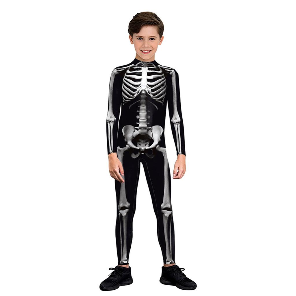 Children's Halloween Creative Skeleton Digital Print Children's Performance Jumpsuit