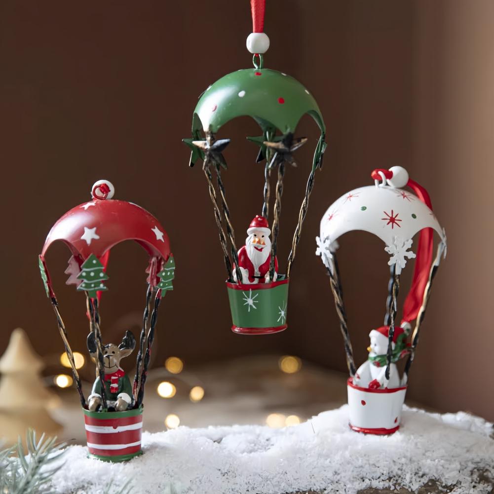 

Праздничные железные украшения для елок с Санта-Клаусом и оленями красный