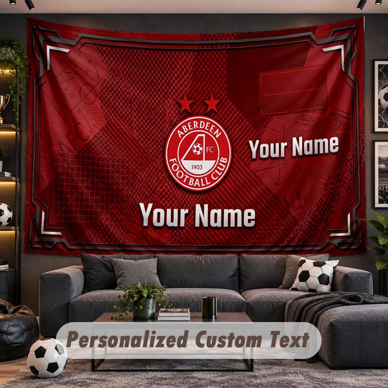 Aberdeen FC Personalized Tapestry Support Custom Name, Wall Art Home Decoration