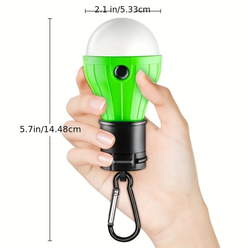 Portable LED Tent Light – 3 Lighting Modes, Carabiner Hook, Battery-Powered for Outdoor Camping