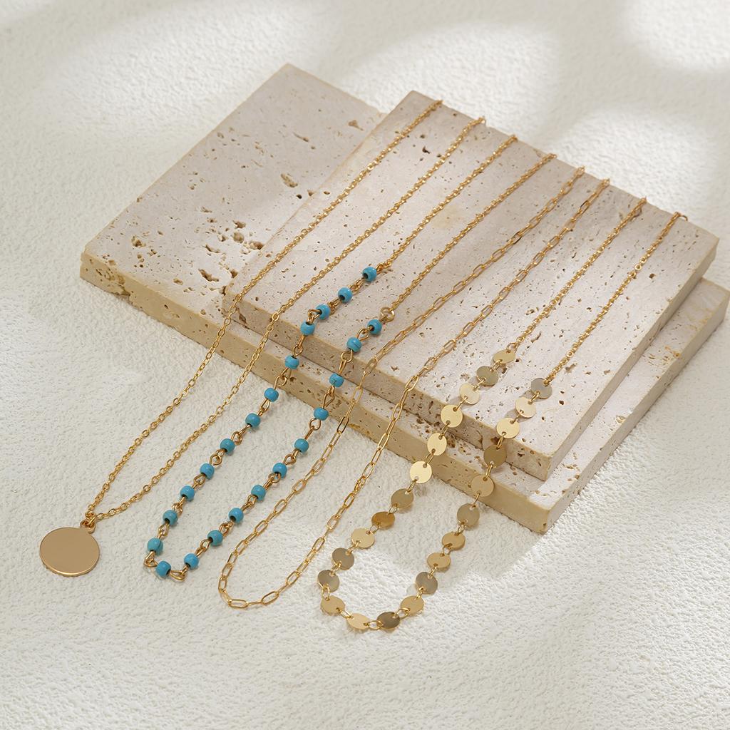 Accessories Retro Ethnic Style Clavicle Necklace Women, Simple Metal Sequin Necklace