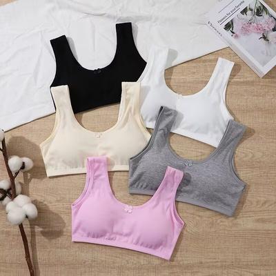 Soutien-gorge respirant pour filles, Lingerie pour enfants, couleur unie, gilet pour adolescentes, sous-vêtements tubulaires
