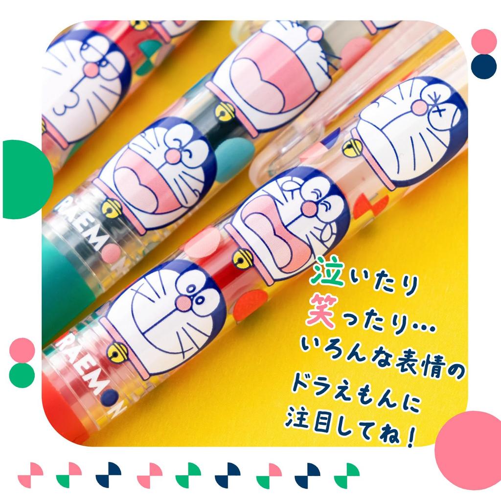 Showa Note Doraemon Gel Ink Ballpoint Pen Juice 860214021 (Design A, 4-color set, 0.38mm ballpoint)