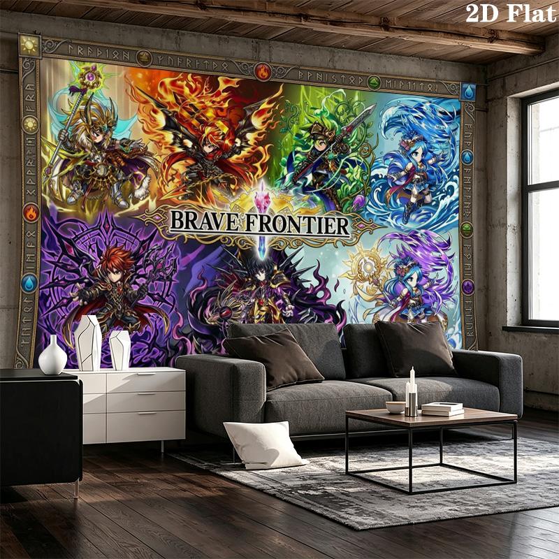Brave Frontier Wall Tapestry Aesthetic Wall Hanging Printed Fabric Blanket Decorative Tapestries for Bedroom Living Room Home Decor