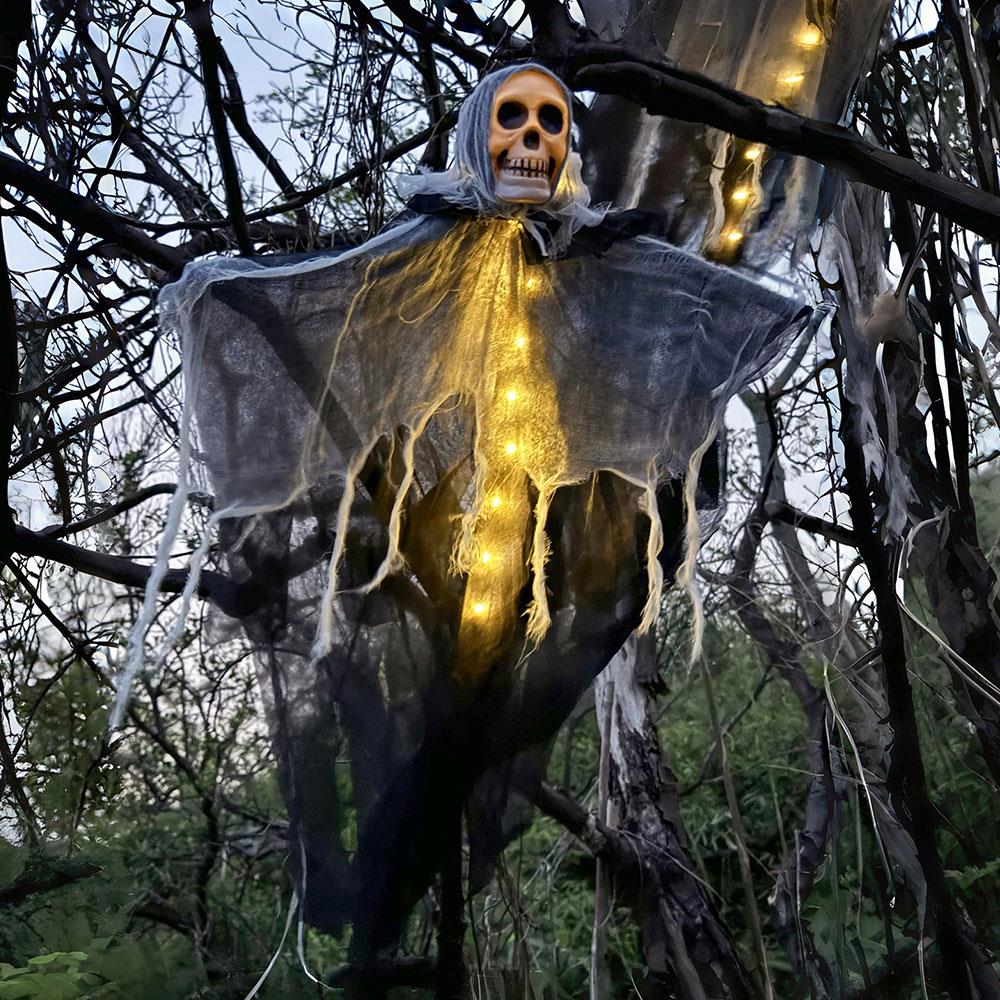 Halloween Skeleton Ghost Decoration Ghost With LED Halloween Decoration String Lights Outdoor Garden Use Spooky Party Supplies