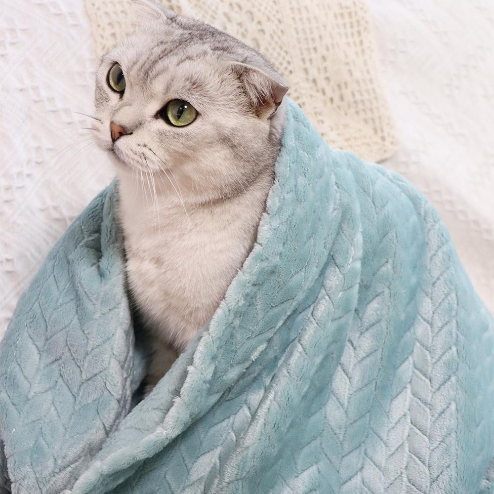 Wheat Fringe Fleece Small Blanket Pet Blanket Cat Cover Blanket Nest Cushion Dog Warm Cover Blanket Coral Fleece Blanket Thickened Blanket