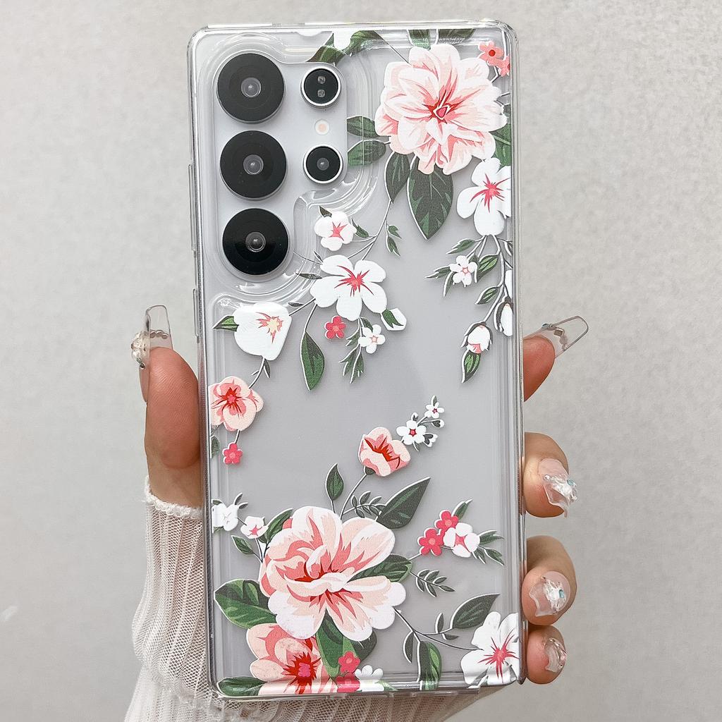 Suitable for Samsung S25ultra Mobile Phone Case S24FE Small Fresh Peach Blossom A56 Air Compressed Airbag Anti Fall New Soft Case