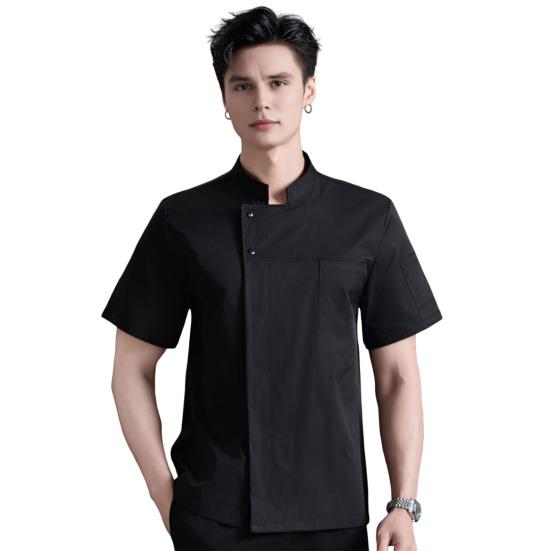 Chef Uniform Sweat-Wicking Stain-Resistant Washable Snap-Button Stand-Up Collar Work Clothes Restaurants Hotels Clubs Chef Coat