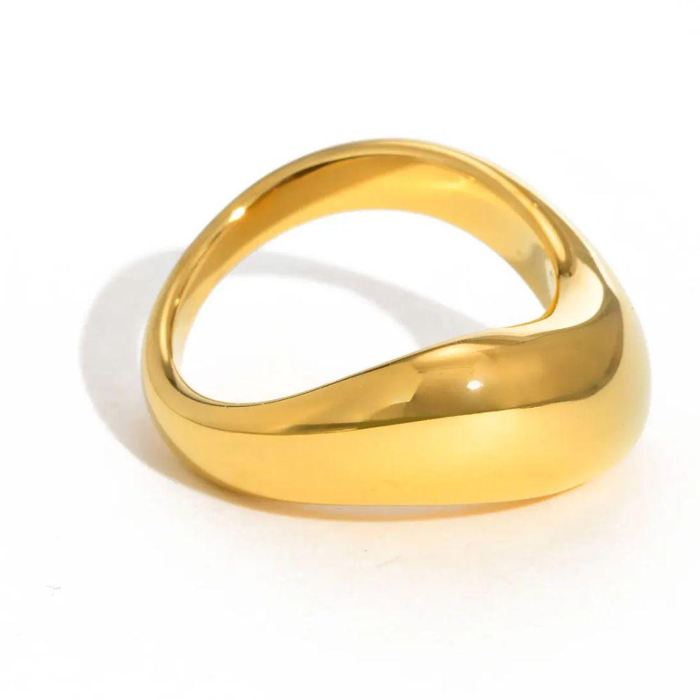 Minimalist Smooth Irregular Geometric Ring for Women,Gold Color Stainless Steel Rings,Vintage Jewelry Gift