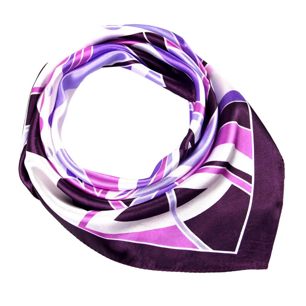 60x60cm Colorful Geometric Stripe Print Satin Silk Scarf Multifunctional Square Neck Scarves for Women
