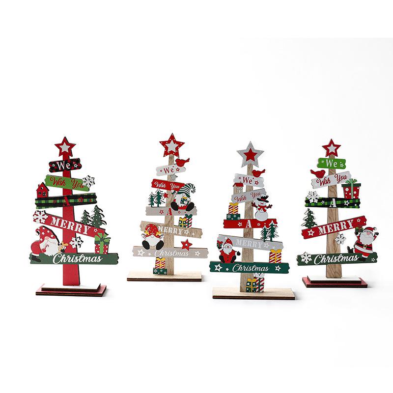 Christmas Tree-Shaped Wooden Letter Sign: Creative Desktop Decoration