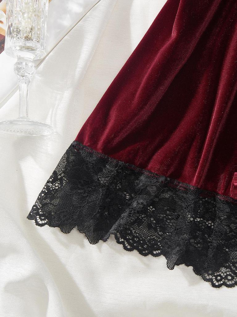 Samt Übergröße Sexy Dessous Set: Verführung Nachthemd & String