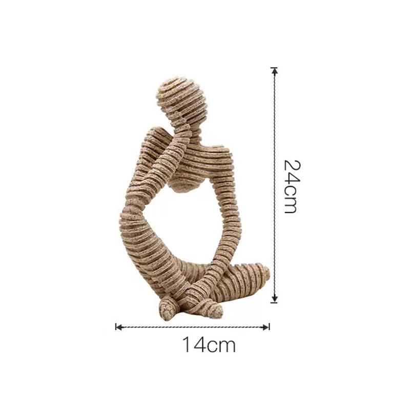 24cm Abstract Art Thinker Statue Thinking of You Figurine Natural Sandstone Crfats Sculpture Modern Home Office Desk Decor