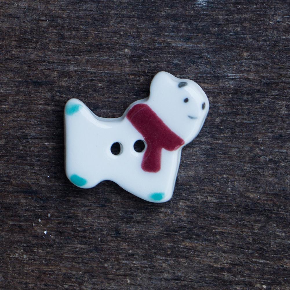 Exquisite UK Handmade Jingdezhen Ceramic Puppy Buttons for DIY Clothing