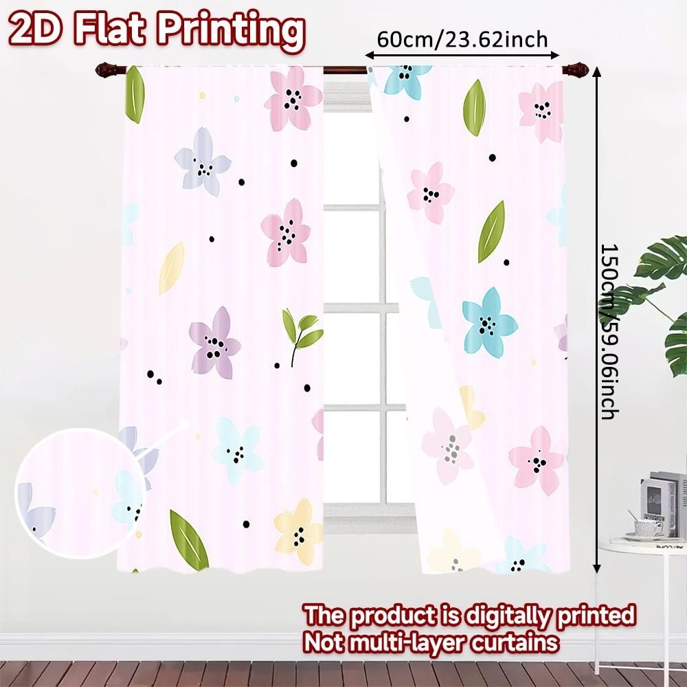 2D FLAT PRINTING 2pcs Curtains (Without Rod) Floral Spring Design (13) Ramadan holiday curtains with digital printing Semi-Sheer