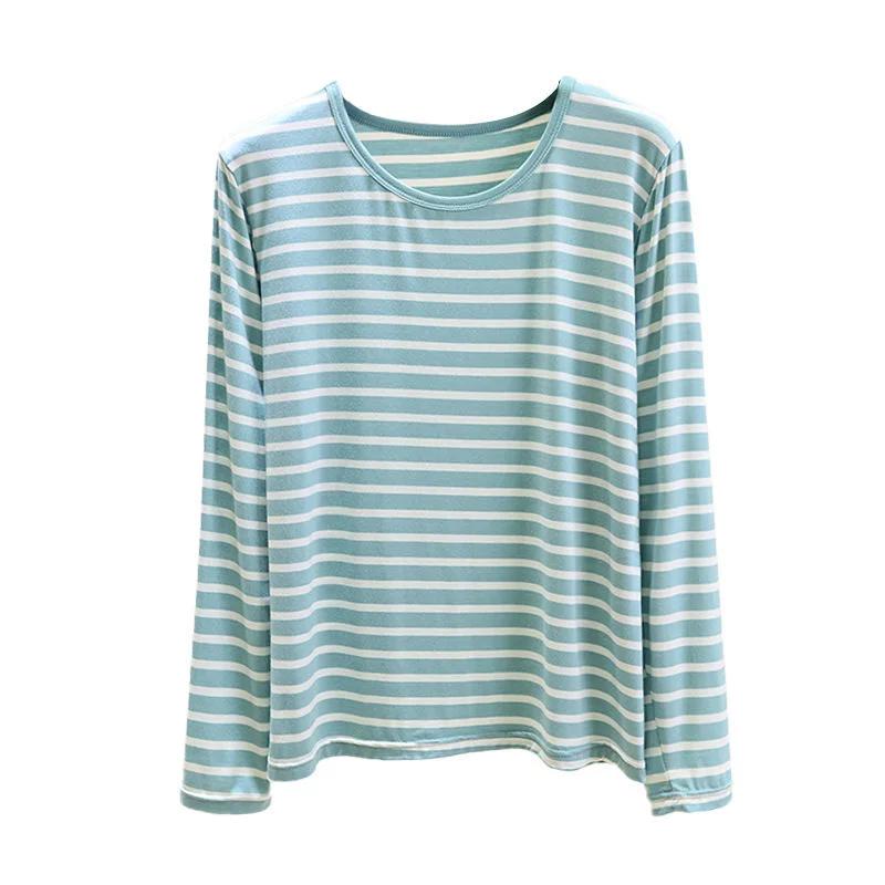Spring Summer Base Shirt Loose Versatile Fashionable Top Striped Long-sleeved T-shirt Women