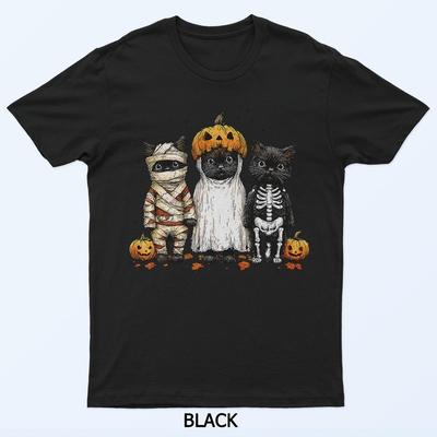 Retro Black Cat Witch Scary Halloween Pumpkin Women Men Kids T-Shirt
