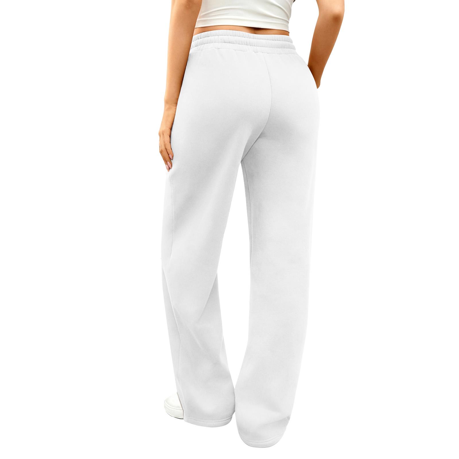 

Pants Gym Commute Home Pants Women s Warm Wide-Leg Casual Sports Pants Wool-Lined Drawstring High-Waisted Straight-Leg 3XL