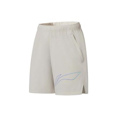 Série de Corrida Li Ning Cor Sólida Seco Fresco Shorts Esportivos Shorts Masculinos Branco Pérola AKSS513-1