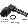 6AN -6 ORB Male To 3/8" SAE Quick Disconnect Connect Male Push On 90 Degree EFI Fuel Fitting Adapter Aluminum Black