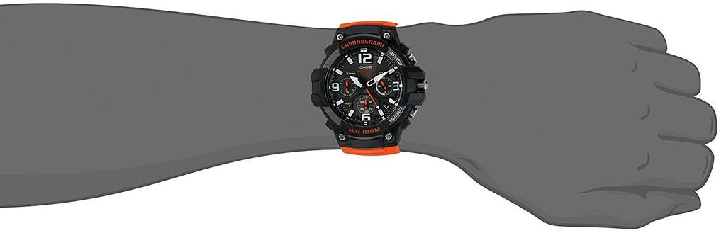 Casio Chronograph International Used MCW-100H-4AV Men's Watch, Orange, Model,